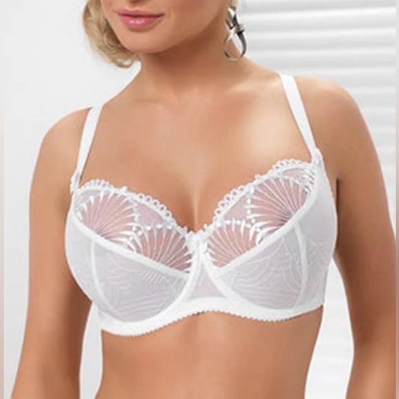 NESSA LINGERIE Sz 85H 38F US Bra Selena Ecru Soft Underwire Lace Adjustable NEW - Picture 1 of 10